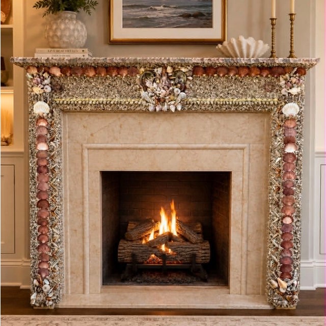 Seashell Encrusted Fireplace Surround and Mantel For Sale - Image 18 of 18