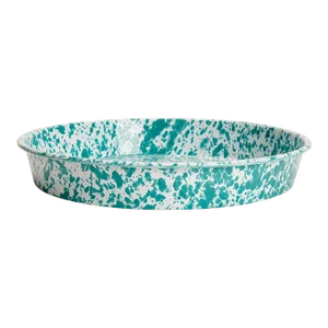 Crow Canyon Home Splatterware, Cocktail Tray/Deep Dish Pizza Pan in Turquoise & White