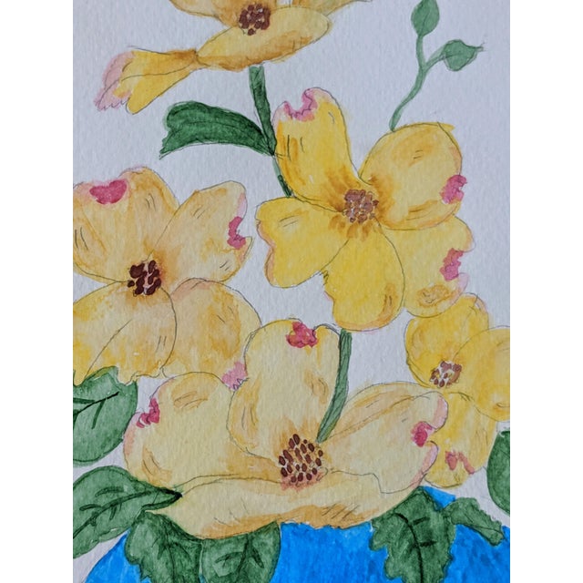 Original Still Life Dogwood Flowers in a Vase Watercolor Painting Framed For Sale - Image 4 of 10