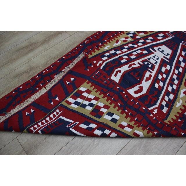 1970s Mid-Century Modern Style Geometric Desing Handmade Kilim Rug For Sale - Image 10 of 12