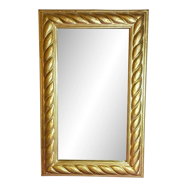Italian Giltwood Mirror Rope Carved - By Doratex Firenze Italy For Sale