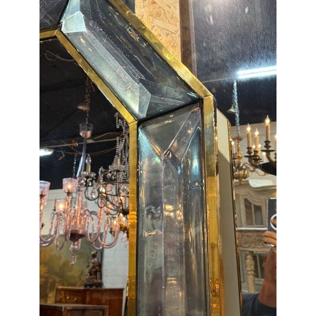 Modern Octagonal Murano Mirror in Fontana Green For Sale - Image 4 of 7