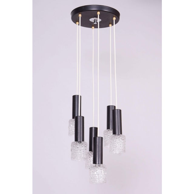 Mid-Century Modern Mid-Century Chandelier in Steel by Elektroinstala Jílové, Czech, 1960s For Sale - Image 3 of 16