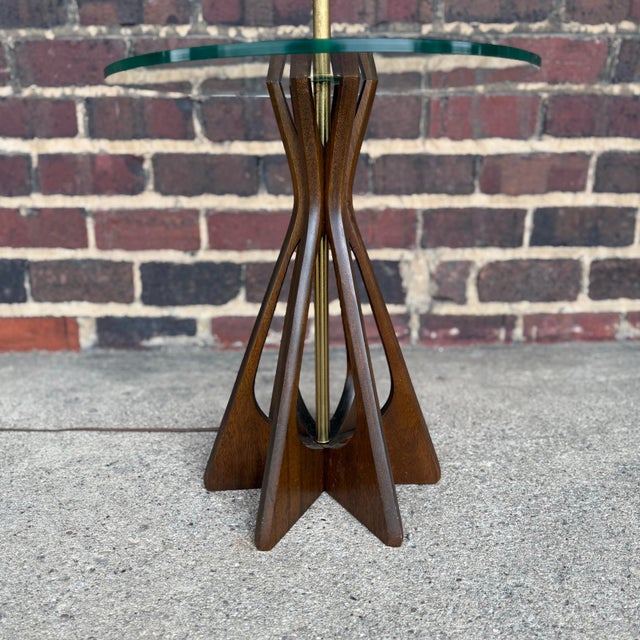 Mid Century Floor Lamp With Glass Table Style of Modline For Sale - Image 4 of 6