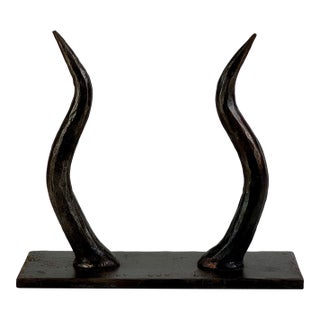 Lovely & Unique Hand Forged Vintage "Luv" Metal Antlers Sculpture, Signed For Sale