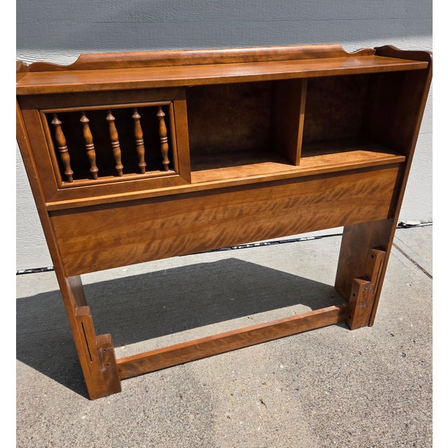 ETHAN ALLEN / BAUMRITTER Solid Hard Rock Maple Colonial Style Twin Size Bookcase Headboard. Classic sliding panel. 40"...