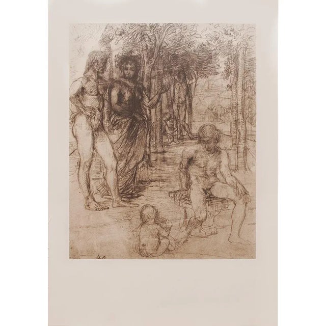 Khaki 1959 After Sketch for Idylls by Hans Von Marées, Large Vintage Photogravure For Sale - Image 8 of 10