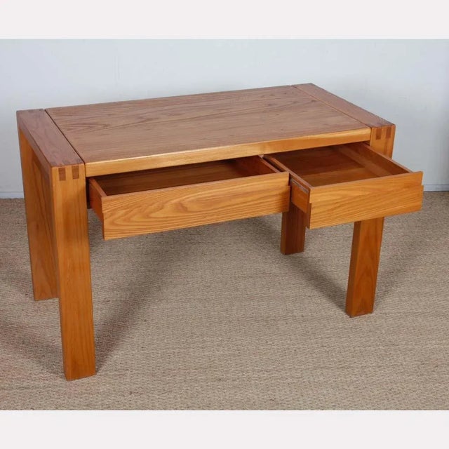 Wood Elm Desk fom Maison Regain, 1980s For Sale - Image 7 of 9