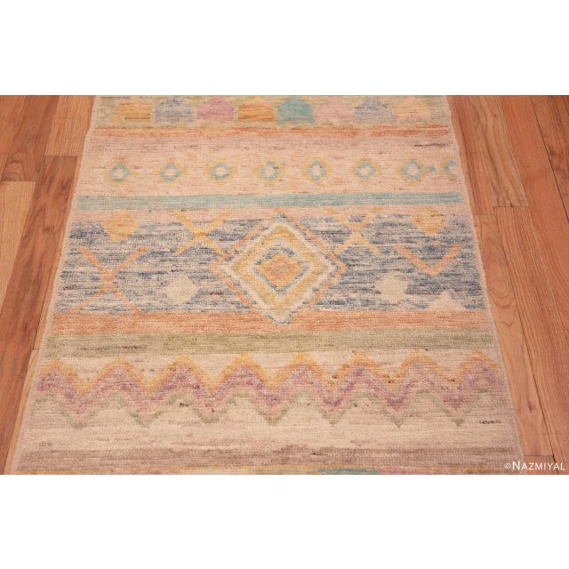 Happy Colorful Tribal Geometric Modern Hallway Runner Rug For Sale - Image 4 of 7