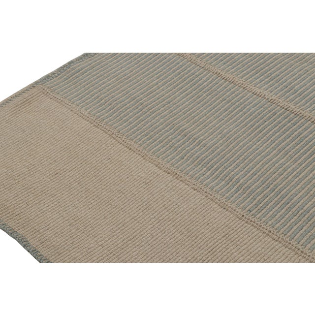 Rug & Kilim’s Modern Kilim in Beige & Blue Stripes For Sale In New York - Image 6 of 7