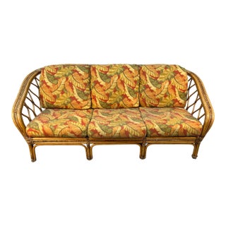 Vintage Palm Beach-Style Reed and Rattan Sofa For Sale