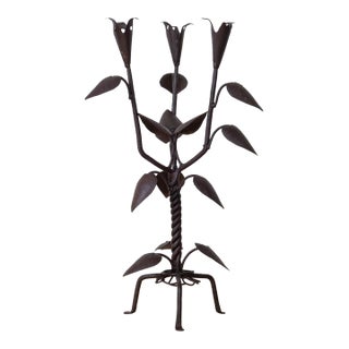 1930s French Iron Leaf Candlestick For Sale