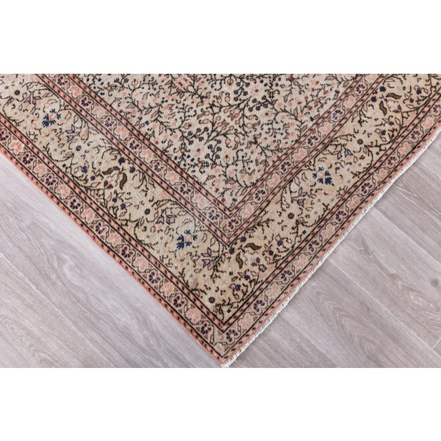 Beige Vintage Turkish Rug in Wool For Sale - Image 8 of 11