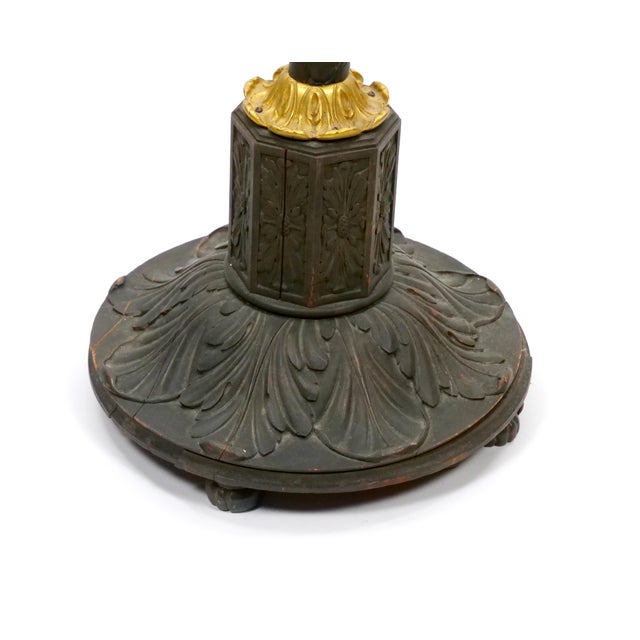 Late 19th Century Late 19th Century Gilt-Bronze & Carved Wood Floor Lamp For Sale - Image 5 of 13