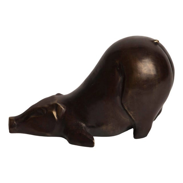 Pig Art Deco Bronze Sculpture For Sale