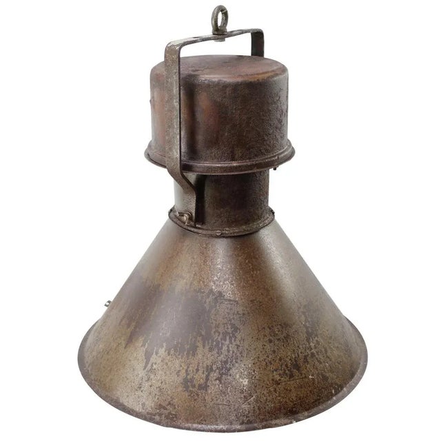 Industrial Vintage Industrial Rust Brown Metal Pendant Lamps For Sale - Image 3 of 11
