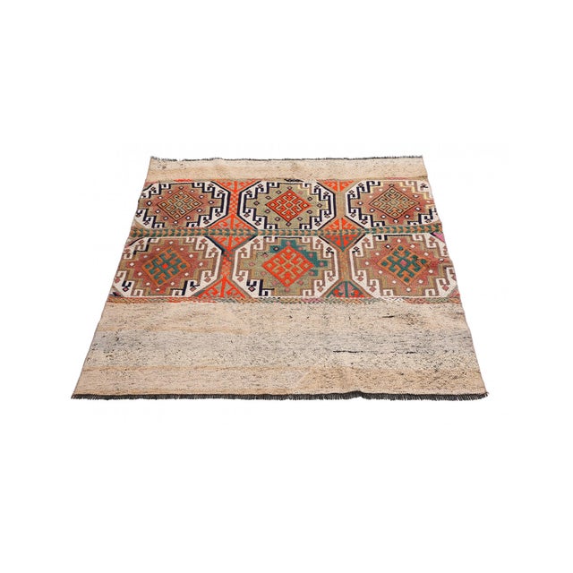 Turkish Vintage Decorative Kilim Rug - 3`11″ X 4`4″ For Sale - Image 4 of 6
