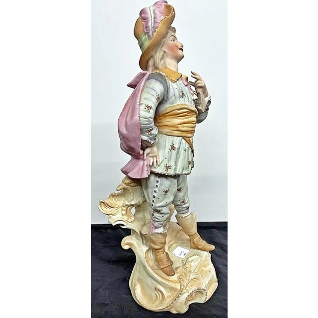 Late 19th Century 19th Century French Dandy Man And Woman Figurines- a Pair For Sale - Image 5 of 10