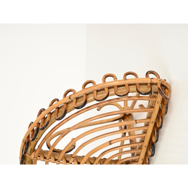 Midcentury Curved Rattan and Bamboo Wall Shelf by Franco Albini, Italy, 1960s For Sale - Image 10 of 11