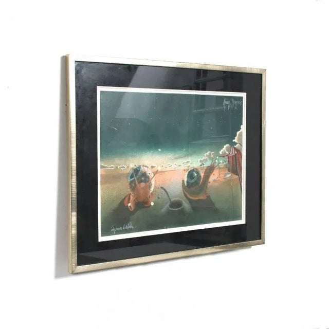 A surrealist print made by Xavier Degans in France around 1970. I have official proof of authenticity such as vintage...