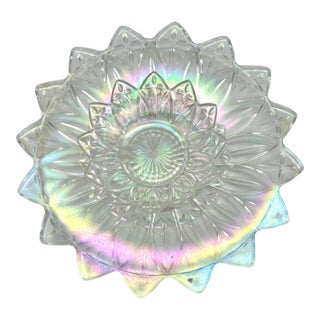 Vintage 1960s Federal Glass Iridescent Chip and Dip Bowl Set For Sale