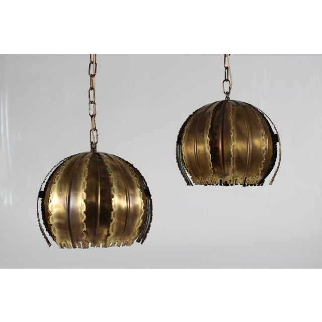 Poppy Pendants in Brass by Svend Aage Holm Sørensen for Holm Sørensen & Co, Denmark, 1960s, Set of 2 For Sale - Image 11 of 11
