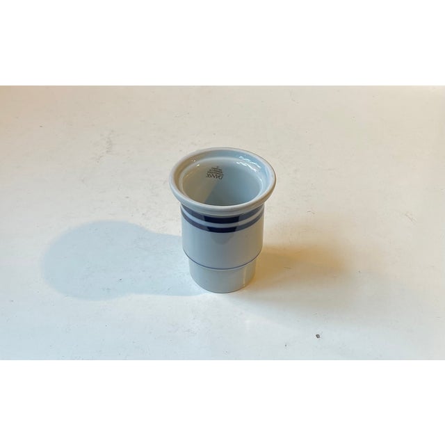 Stoneware Vase with Blue Stripes by Niels Refsgaard for Danish Design Ltd., 1980s For Sale - Image 3 of 8