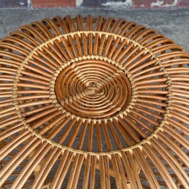 Franco Albini Style Rattan Ottoman in Lobster Pot Design For Sale In Cleveland - Image 6 of 12