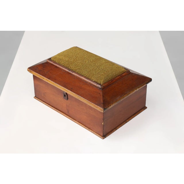 Mid-Century Modern French Art Deco Sewing Box with Yellow Top, 1900s For Sale - Image 3 of 11
