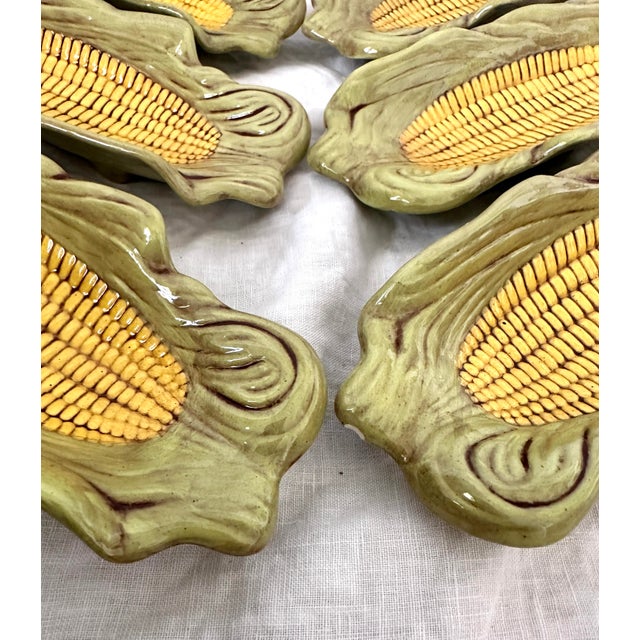 Vintage Majolica Style Corn Cob Holders - Set of 6 For Sale In Palm Springs - Image 6 of 7