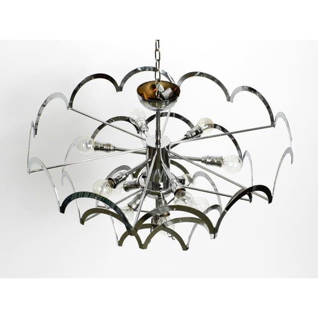 Large Chrome Metal and Glass Disc Ceiling Chandelier, 1960s For Sale - Image 9 of 18