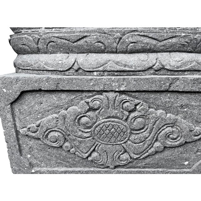 Gray Vintage Stone Sitting Garden Buddha Statue For Sale - Image 8 of 8