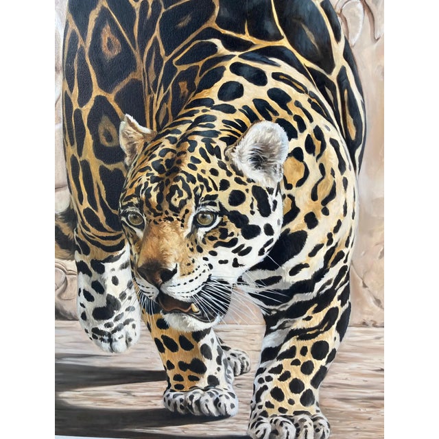 Contemporary Kindrie Grove Monumental Mayan Jaguar Oil on Canvas Painting, 2002 For Sale - Image 3 of 15