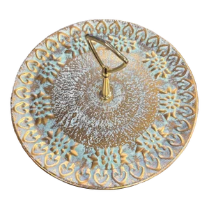 Stangl Vintage Gold-Tone Handled Dessert Tray