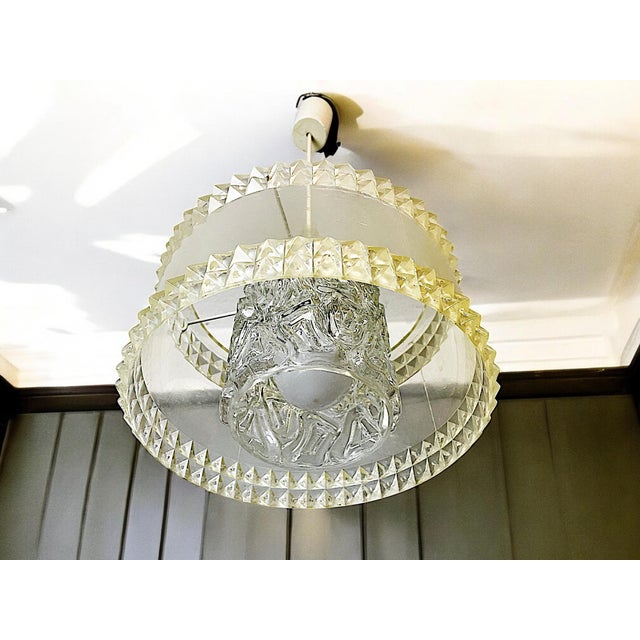 Mid-Century Modern Transparent Acrylic and Glass Hanging Lamp, 1960s For Sale - Image 4 of 9