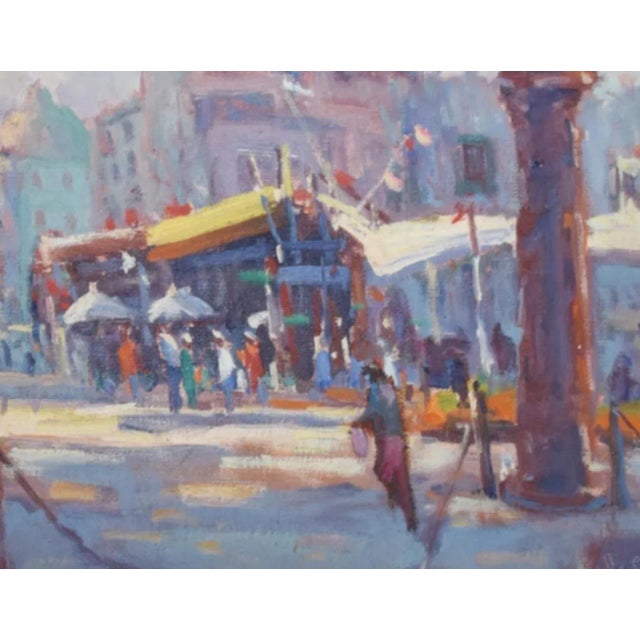 Silvio Silvestri, Listed Artist Italian Cityscape Oil Painting Including the Antiqued Gold Wood Frame For Sale In Los Angeles - Image 6 of 12