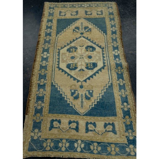 Early 21st Century Turkish Mini Rug Oriental Hand Knotted Vintage Rug 1'10" x 3'7" #16427 For Sale - Image 5 of 8