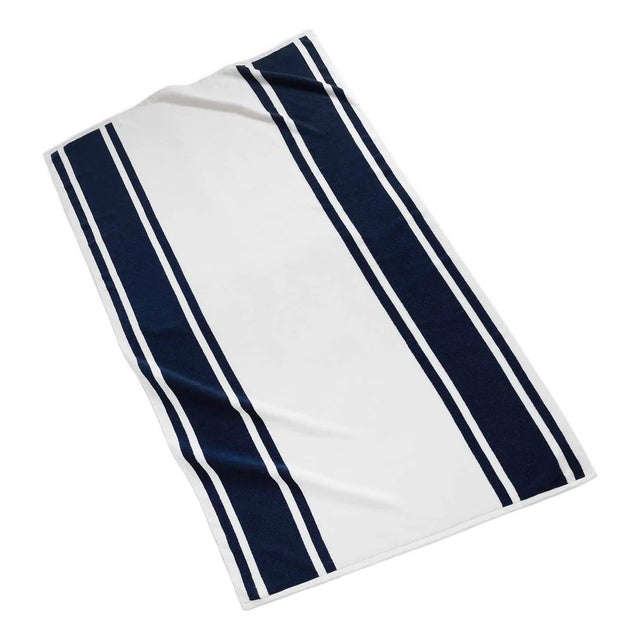 Mari Stripe Reversible Beach Towel, White/Navy For Sale