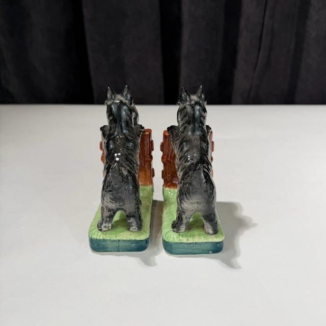 Mid 20th Century Ceramic Dog Bookends Schnauzer For Sale - Image 4 of 5