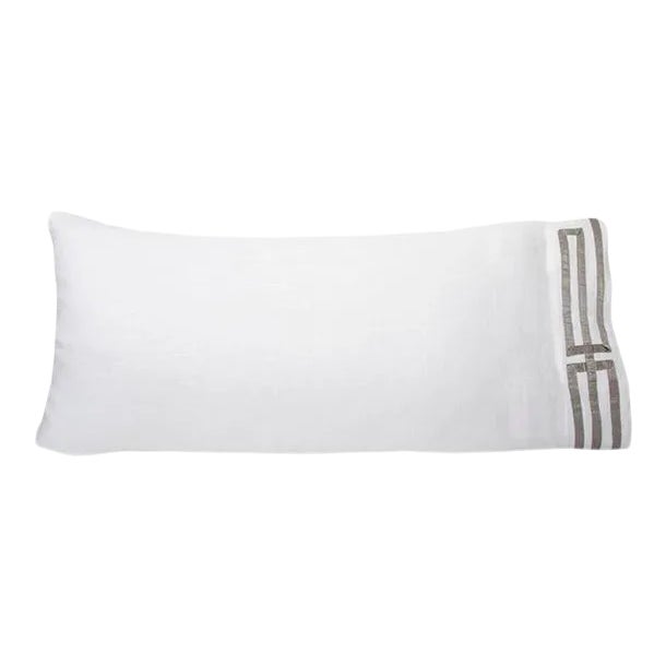 Remy Linen Standard Pillowcase, Optic White & Sterling For Sale