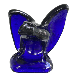 1980s Mosser Cobalt Blue Art Glass Bald Eagle Figurine/Paperweight