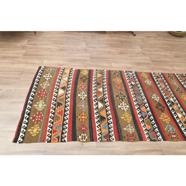 1970s Vintage Turkish Handmade Wool Cotton Colorful Kilim Rug For Sale - Image 11 of 11