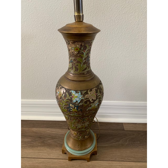 Up for your consideration is a Stunning Vintage brass chapleve cloisonne Chinese-Export table lamp by The Marbro Light...