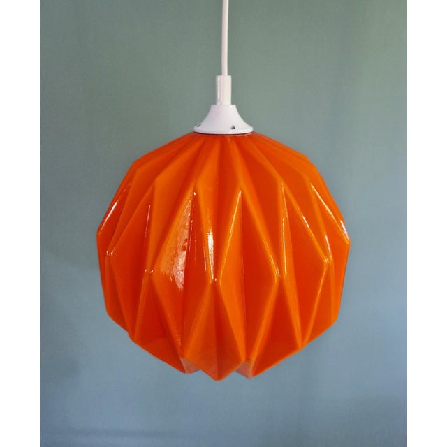 Vintage Orange Opaline Glass Pendant Light, 1970s For Sale - Image 4 of 14