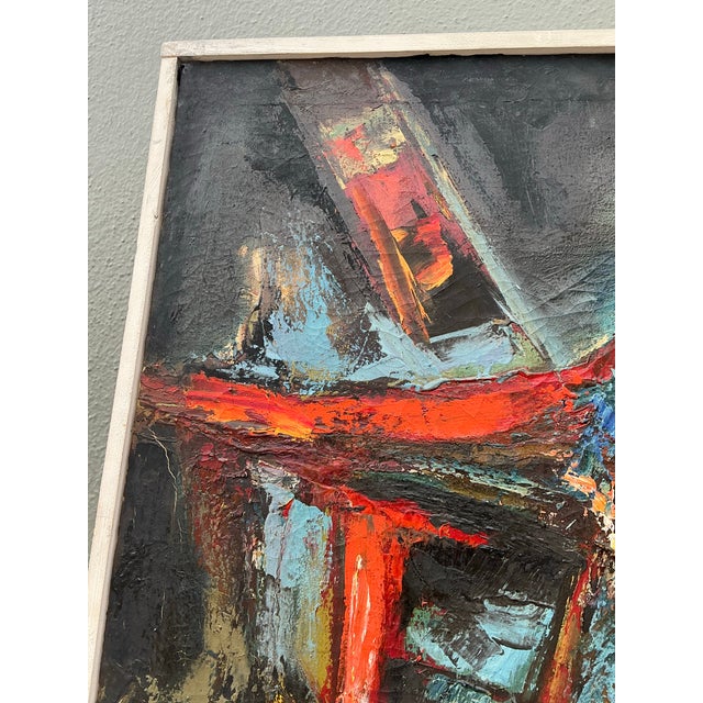 Vintage Original Abstract Oil on Canvas For Sale - Image 4 of 12