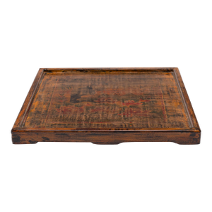 Chinese Painted Peony Garden Tray, C. 1950