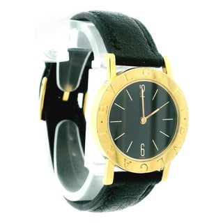 Vintage Bvlgari A5011 18k Gold Black Dial Watch, Circa 1990 For Sale