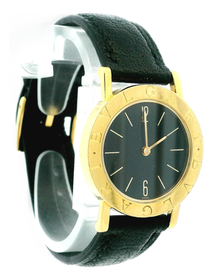 Vintage Bvlgari A5011 18k Gold Black Dial Watch, Circa 1990