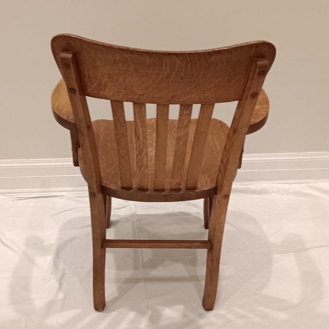 Vintage Mission Style Arts & Crafts Quarter Sawn Oak Armchair For Sale - Image 13 of 16