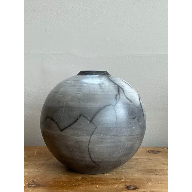 Vintage Original Raku Fired Studio Pottery Vase For Sale - Image 12 of 12